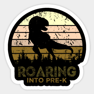 Kids Roaring Into Pre-K Dinosaur Back To School Vintage Boys Tees Gifts Sticker